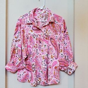 Umgee Paisley Print L/S Blouse.   Size Medium